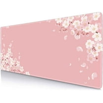 Pink Japanese Desk Mat, Cherry Blossom Large Gaming Mouse Pad, Non-Slip Rubber Base Mousepad Desk Decor for Women, Desk Pad for Work, Game, Office, 31.5x11.8 Inch- Sakura Flowers Aesthetic