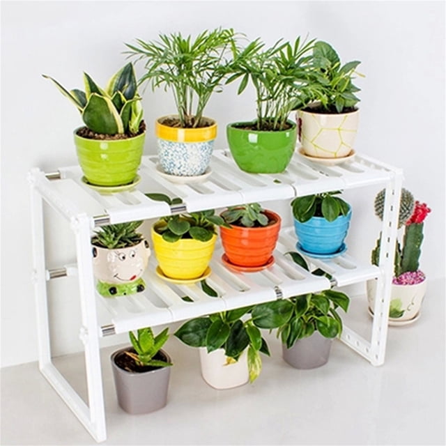Leylor Storage Shelf -Multi-Functional 2-Layer Commodity Shelf Retractable Adjustable Storage Rack Kitchen Tools White