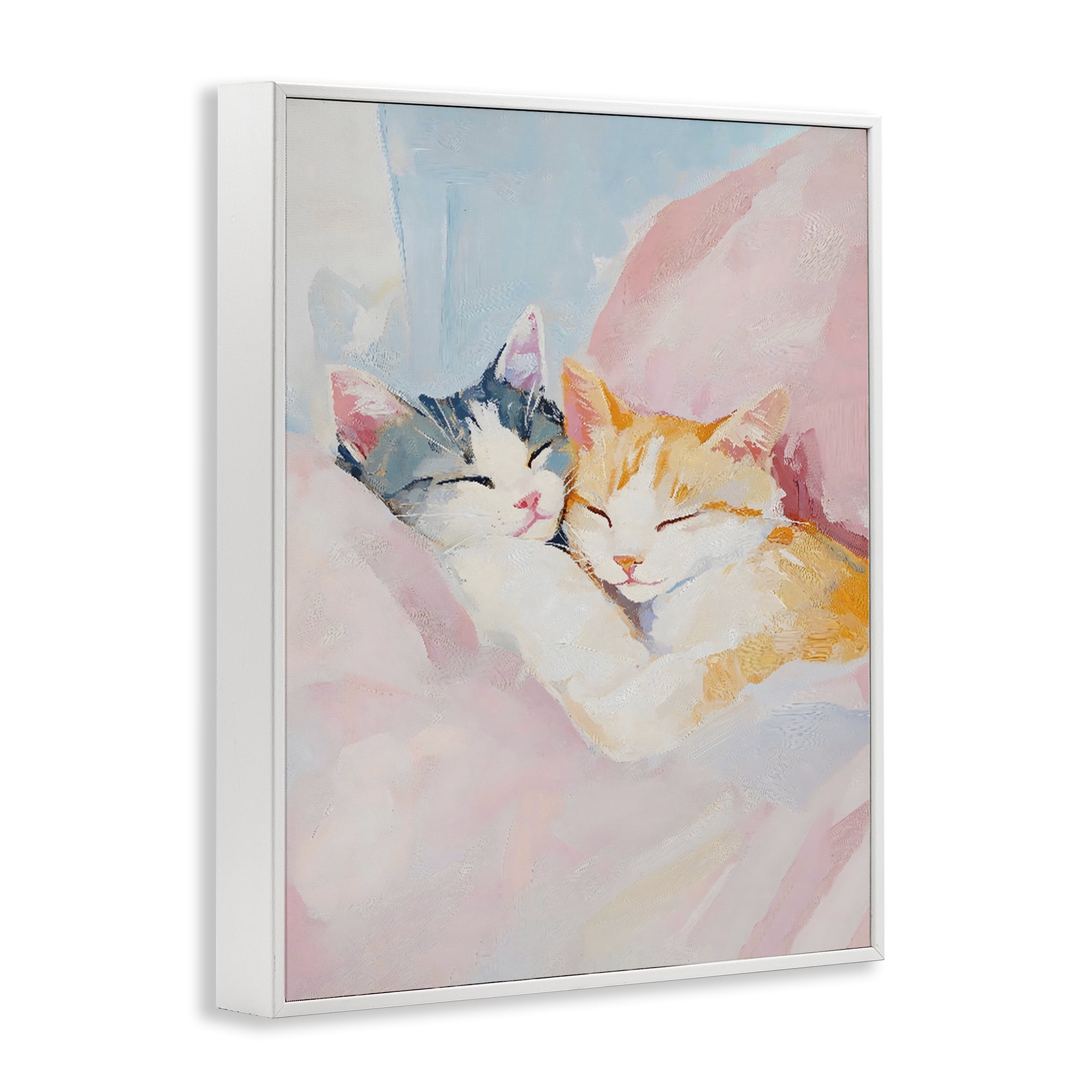 Stupell Industries Sleeping Kittens Embrace White Framed Giclee Art, design by The Prints Vibe