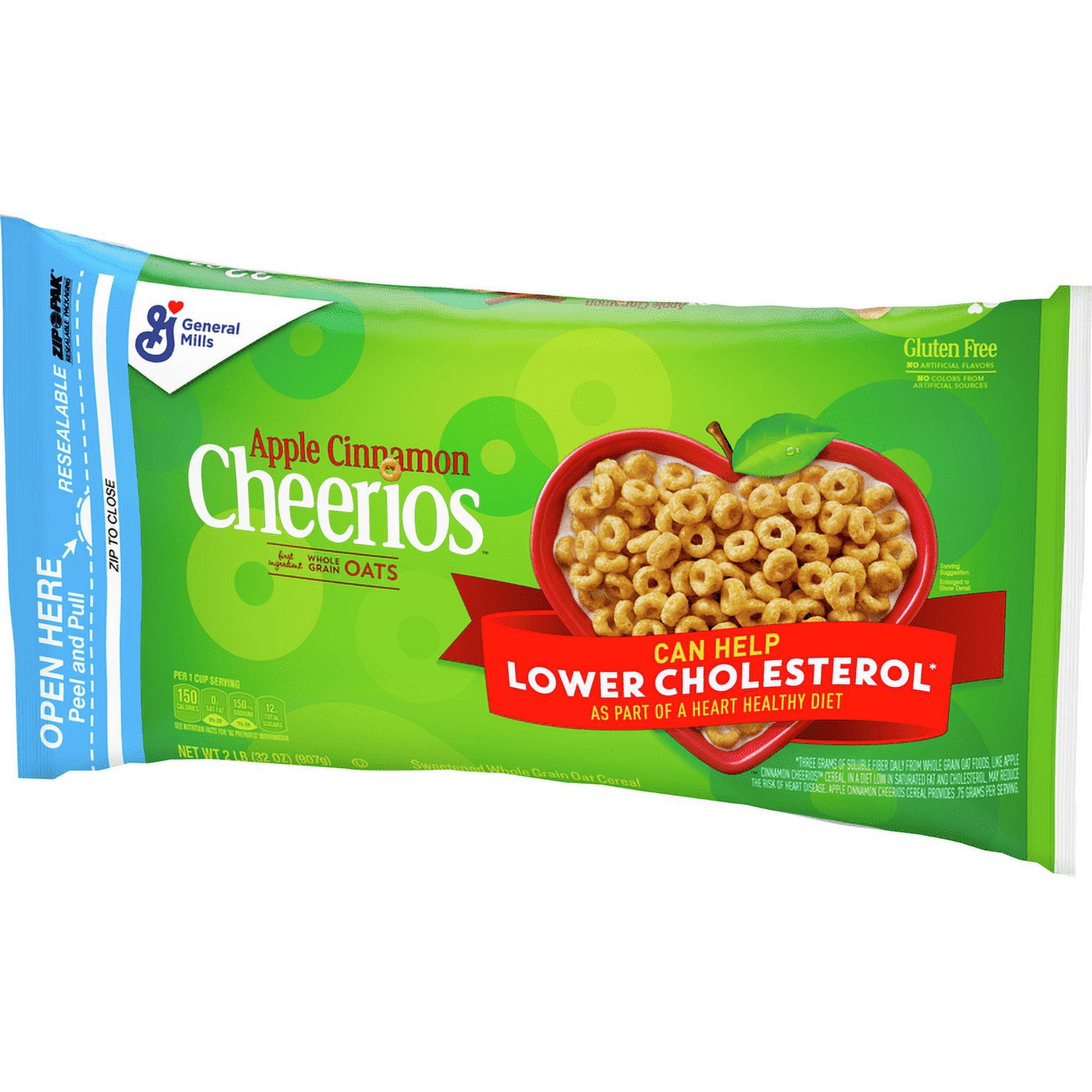 Apple Cinnamon Cheerios Breakfast Cereal, Gluten Free, Whole Grain Oats, 32 oz