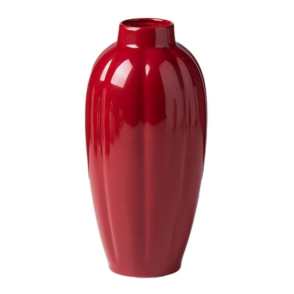 Florero rojo de cerámica, florero rojo pequeño, floreros rústicos, floreros decorativos para chimenea, comedor, estantería, mesa de centro y