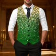 thumbnail image 2 of Telankuip Carnival Sequins Printed Vests for Men Trendy V-Neck Button down Slim Fit Outerwear Tops 2026 Shiny Disco Holiday Party Lightweight Cozy Sleeveless Waistcoat 2-Light Green XXL, 2 of 4