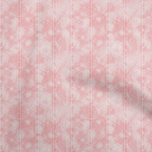 oneOone Rayon Light Pink Fabric Geometric Lines Dress Material Fabric Print Fabric By The Yard 56 Inch Wide