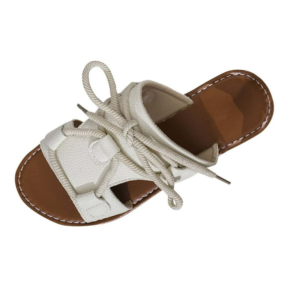 Women's Open Toe Flat Leather Strap Slides Sandals,Fashion Slip On Beach Comfort Non-Slip Sandals Summer Slippers Beige Women Sandal