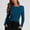 Sky Blue winter ruched slim tops a1, variant on thefmos Women Winter Round Neck Long Sleeve Ruched Slim Pullover Tops Solid Basic Casual Trendy Fall Fashion Clothes, Khaki 2XL