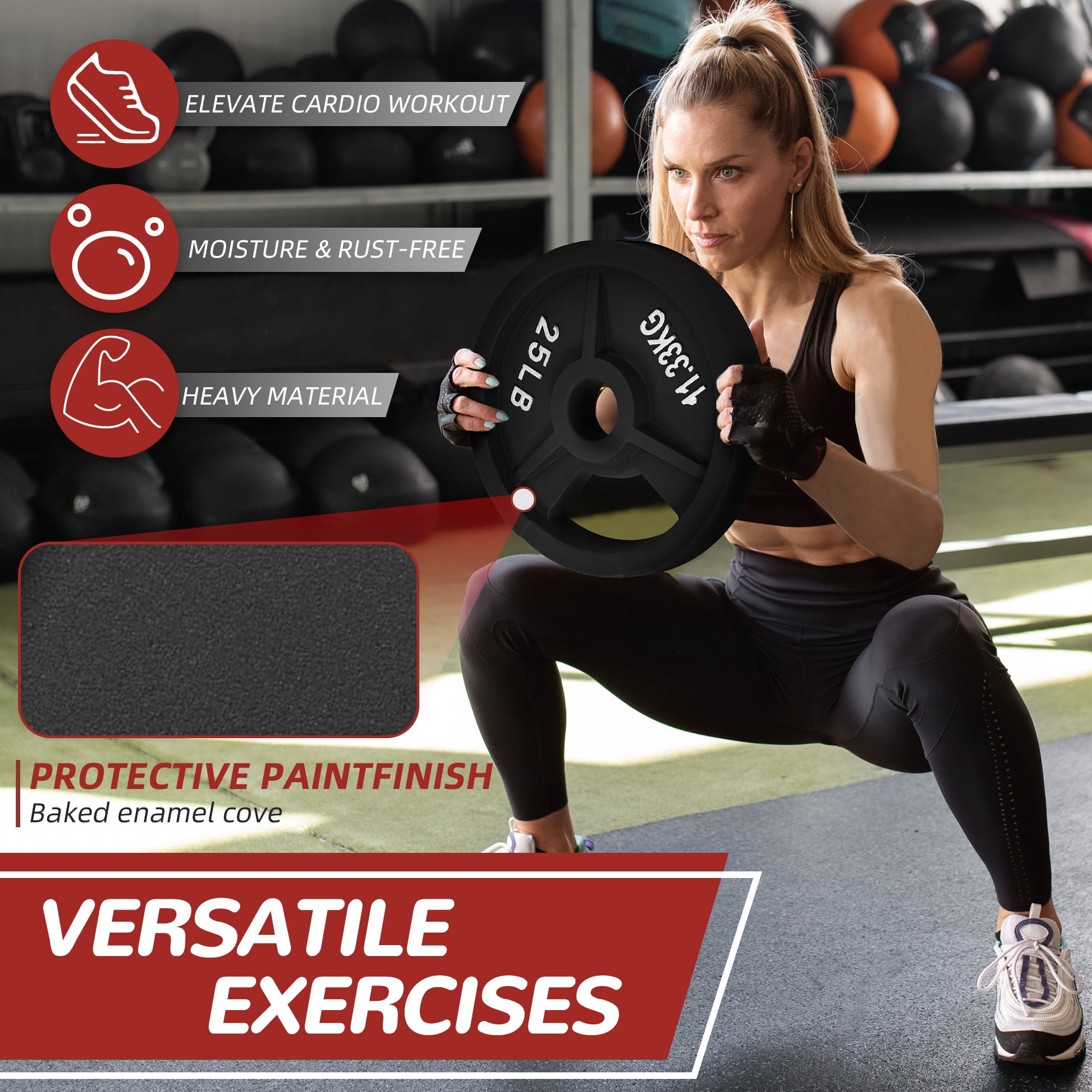 FlexWave 70LB-210LB barbell plate set, 6-foot Olympic bar + cast iron barbell plate, waterproof double scale, home and commercial use can meet a variety of needs