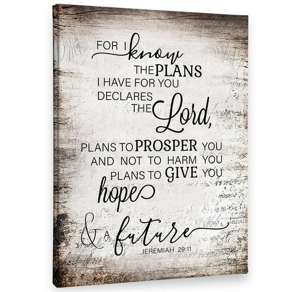 Jeremiah 29 11 Wall Art, Christian Jeremiah 29:11 For I Know The Plans I Have For You Wall Art, Bible Verse Print Canvas Painting Christian Prayer Room Office Decor