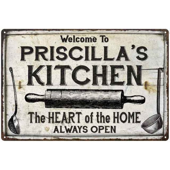 PRISCILLA'S Kitchen Farmhouse Sign Gift 8x12 Metal 108120033276