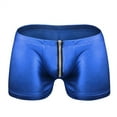 thumbnail image 3 of khonts,Men's Metallic Shiny Boxer Briefs Sexy U Pouch Crotch Underwear Low Rise Zipper Underpants Blue One Size, 3 of 3