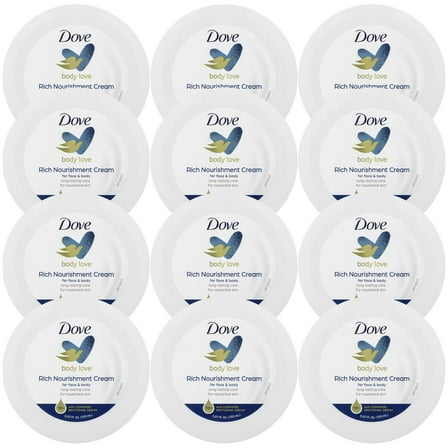 Dove Body Love Rich Nourishment Cream, Face, Hand & Body Lotion  Fast-Absorbing 72-Hour Moisturizing Cream with Ceramide Serum, 5.07 Fl Oz (Pack of 12)