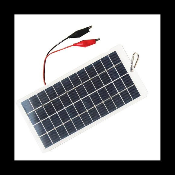 Panel Solar de Polisilicio de 5W 12V el Panel de Carga Impermeable PortáTil para Exteriores con Clips Puede Cargar la BateríA de 9-12V