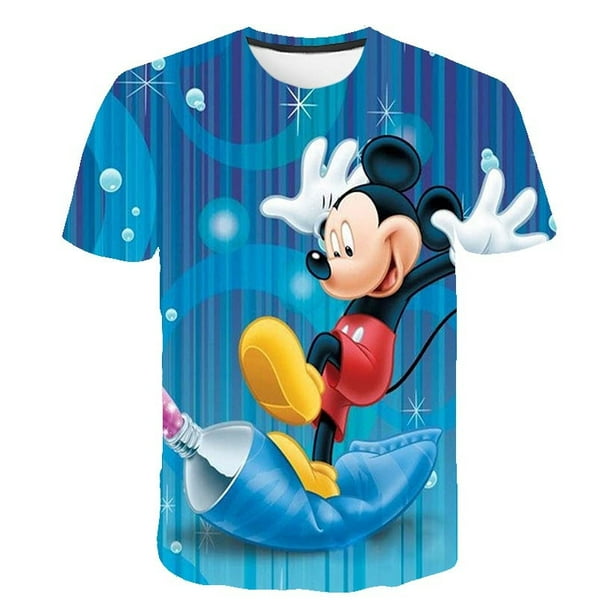 Nueva camiseta de verano 3D de Mickey Mouse para niños, ropa de calle a la moda para niños y niñas, camiseta estampada de manga corta, genial camiseta de Mickey Mouse Tee14T Gao Jinjia LED