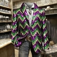 thumbnail image 3 of Ceisia Mardi Gras Sequin Blazer Chevron Pattern Men's Regular Fit Party Jacket Long Sleeve Sparkly Multicolor XXXL Gift, 3 of 6
