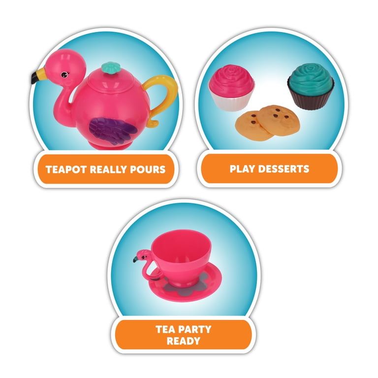 Kid Connection Flamingo Pretend Play Tea Set, 17 Pieces photo 3