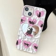 thumbnail image 6 of Silver Pleated Mirror Cute Cats Pink Love Heart Soft  for iPhone Case (Silver,iPhone 12 Pro), 6 of 6