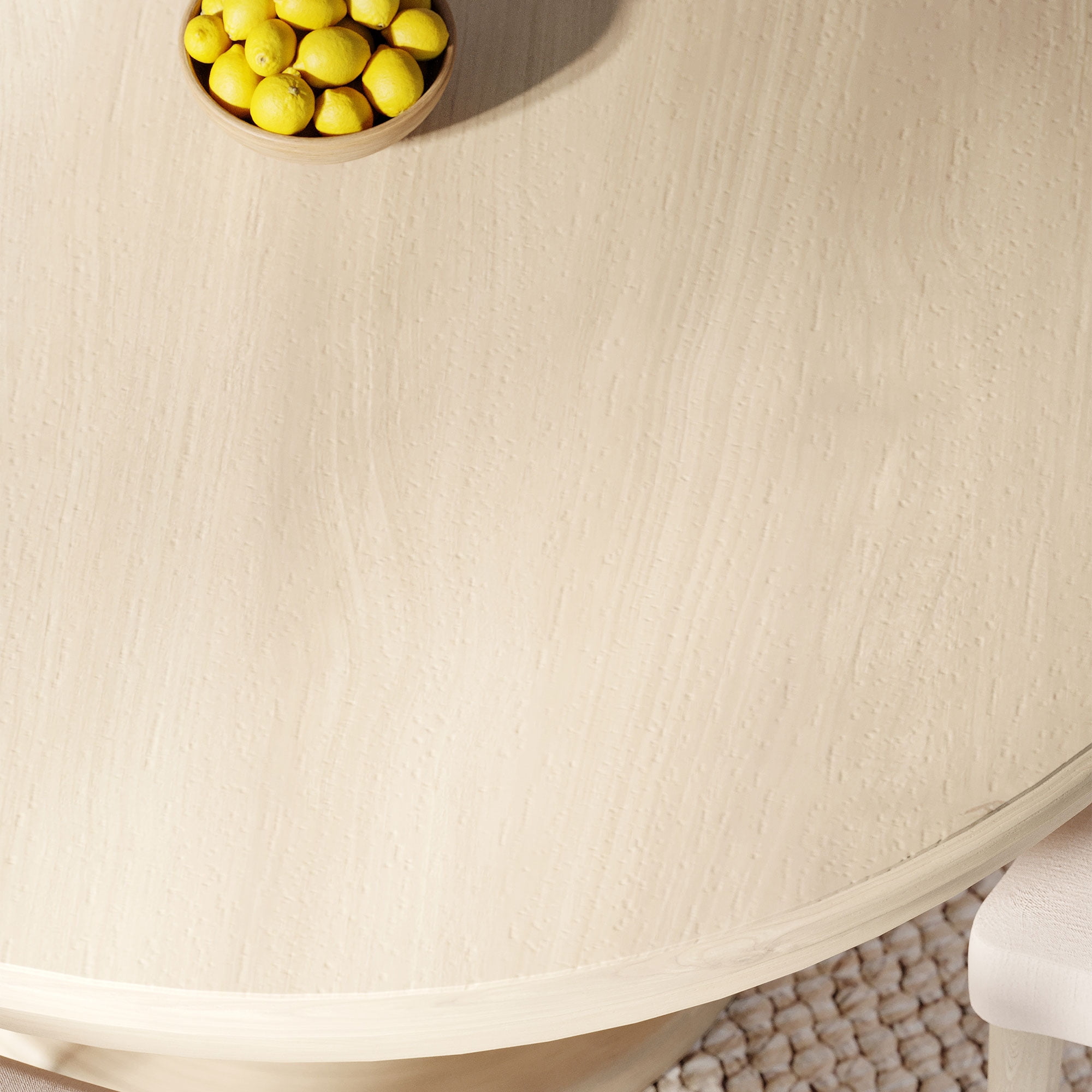 Maven Lane Zola Traditional Large Round Circle Wooden Pedestal Dining Table for Modern Kitchen, Bistro, or Card Table in Antiqued White Finish