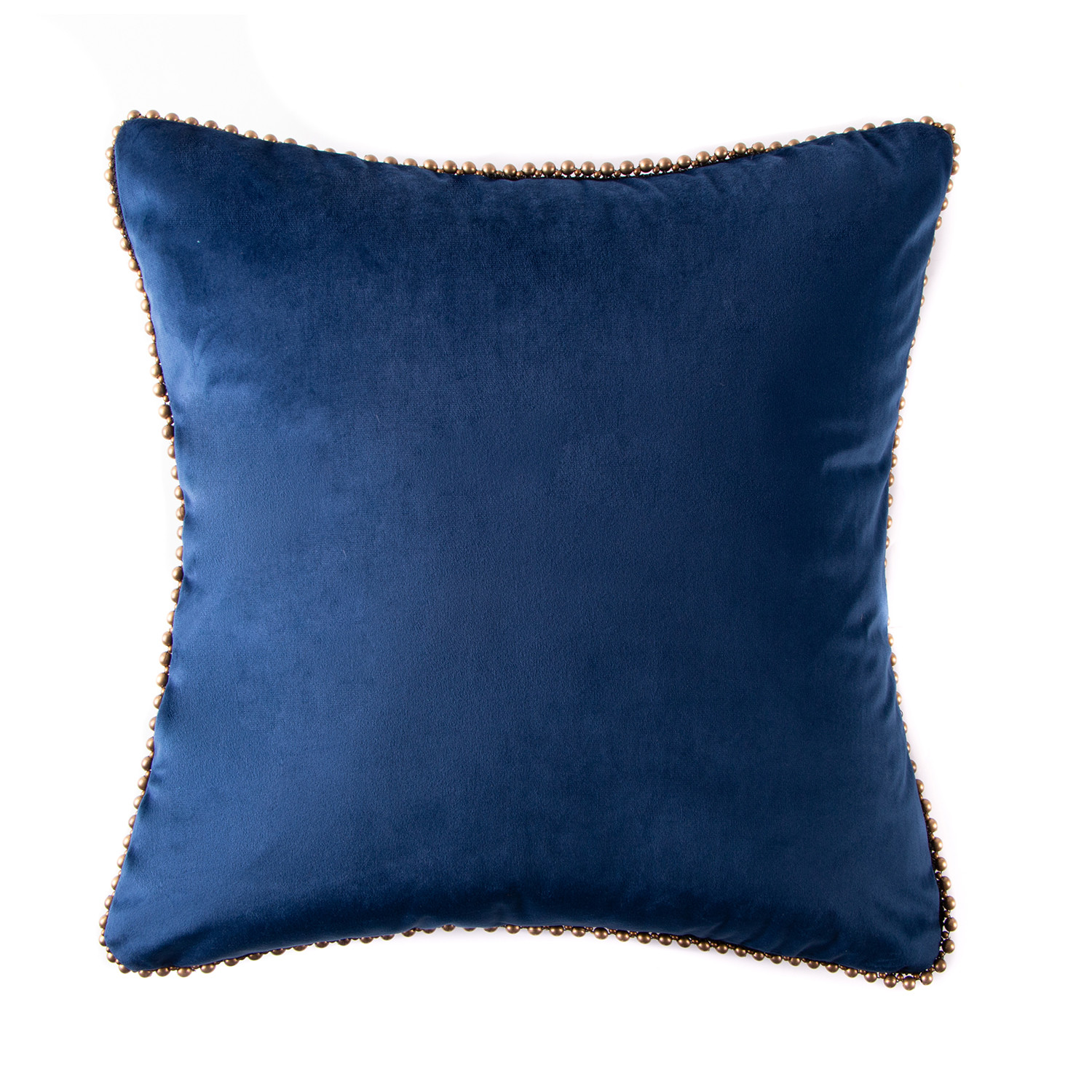 Phantoscope Particles Trimmed Soft Velvet Throw Pillow, 18" x 18", Navy Blue with Bronze Particles, 1 Pack