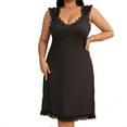 thumbnail image 2 of Xysaqa Women's Plus Size Sleepwear Sexy Lace V Neck Night Gowns Erotic Butterflies Backless Chemise Nightgowns for Women Knee Length Lounge Dress 2X 3X 4X Summer Savings Black, 2 of 4