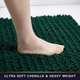 thumbnail image 4 of Walensee Non-Slip Bathroom Rugs Chenille Soft Striped Plush Bath Mat, 24" x 44", Hunter Green, 4 of 8