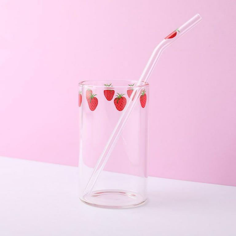 Fresh n Peachy Heat Resistant Glass Cup with Straw