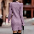 thumbnail image 5 of Ediodpoh Women High Long Sleeve Solid Color Knitted Long Dress Sweater Dress for Fall and Winter Bodycon Style Purple L, 5 of 6