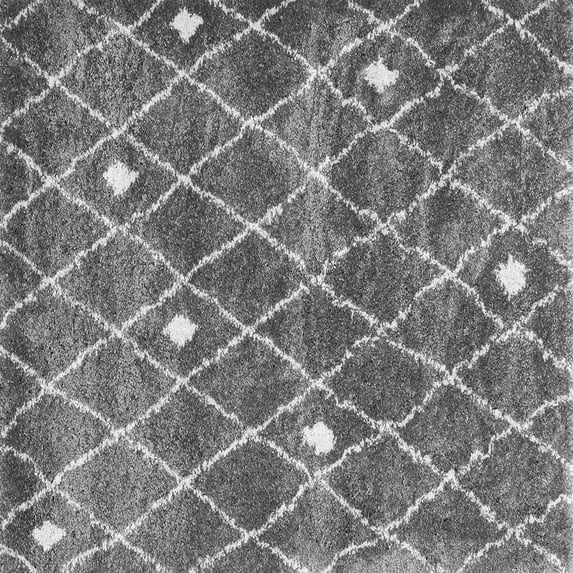 Ahgly Company Indoor Square Trellis Gray Modern Area Rugs, 5' Square