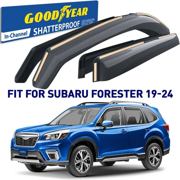 Goodyear Shatterproof in-Channel Window Deflectors for Subaru Forester 2019-2024, Rain Guards, Window Visors for Cars, Vent Deflector, Car Accessories, 4 pcs - GY008422