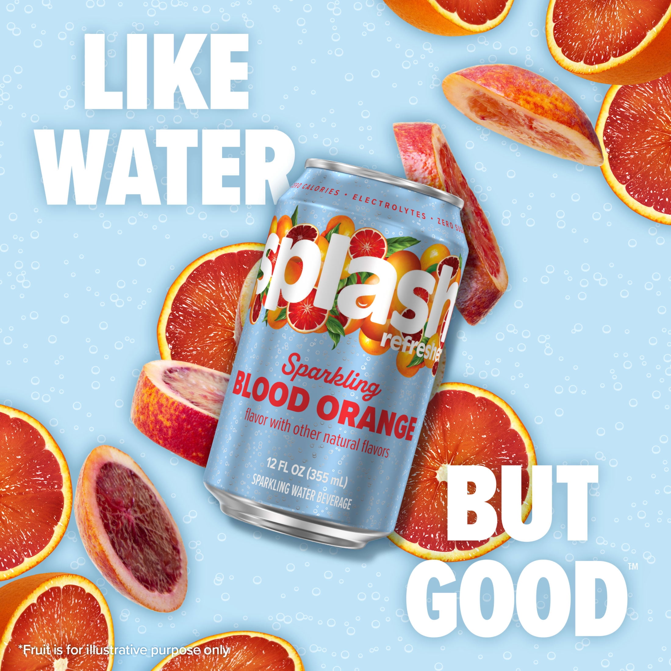 (3 pack) Splash Blast Sparkling Can, Blood Orange Flavor, 12 fl oz, 8-pack