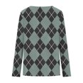 thumbnail image 3 of Hvot&aat Women's V Neck Long Sleeve Tops Casual Comfy Color Block Home T-shirt Loose Textured Blouses, 3 of 4