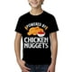 thumbnail image 1 of Kids "Powered by Chicken Nuggets" Funny Short Sleeve T-Shirt, Casual Crew Neck, Cotton Knit Fabric, Slight Stretch, Summer Top for Boys - Black, 1 of 5