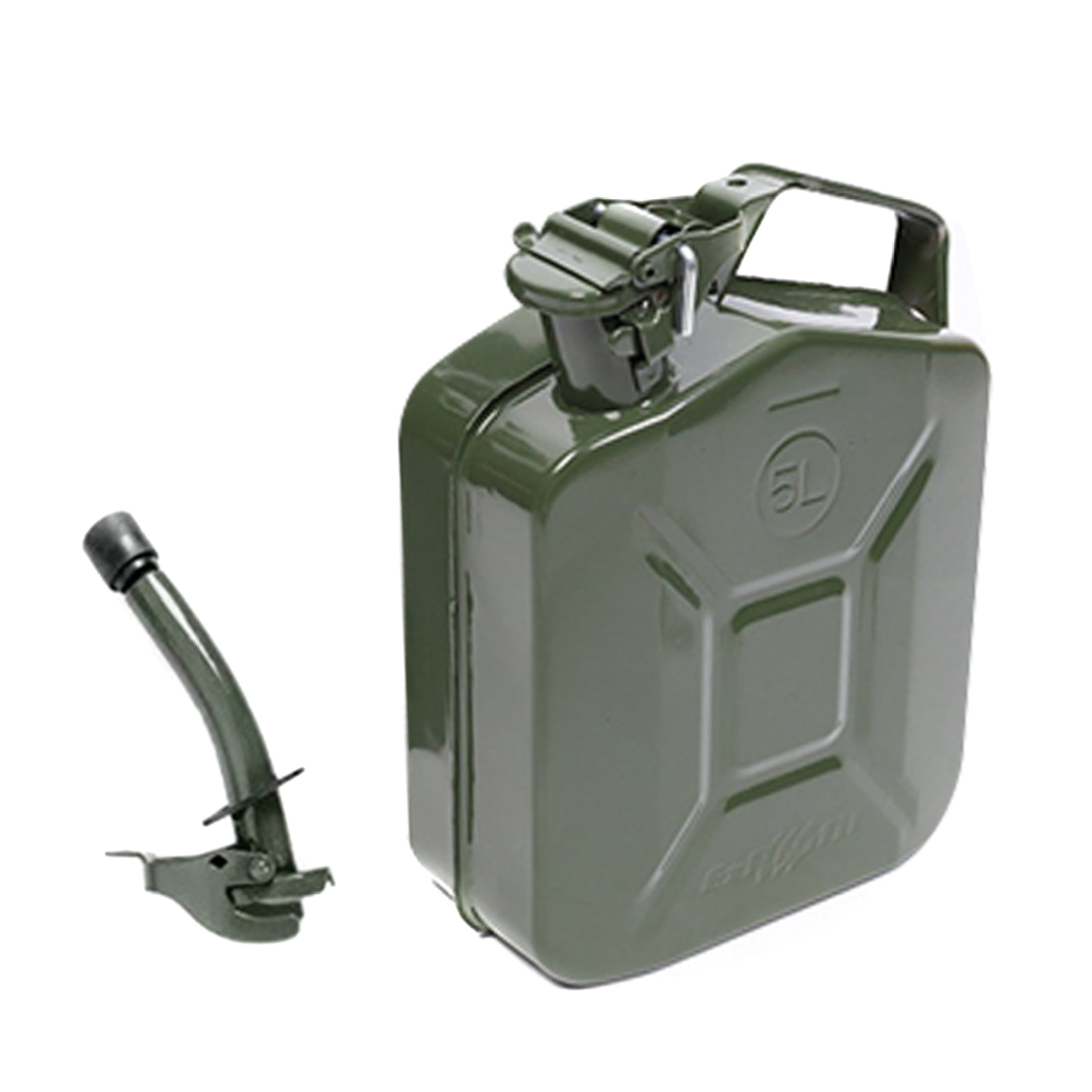 MoreChioce 5L Green Metal Jerry Can Store Container with Fixed Spout