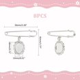 thumbnail image 3 of 1 Set 8 Sets DIY Pin Brooch Making Kit Blank Stainless Steel Oval Clear Glass Cabochons Wedding Bouquet Photo Brooch Making Kit for Photo Charm Wedding Party, 3 of 6