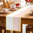 thumbnail image 5 of Modern Pink Gold Table Runner - 72 Inch Long Minimalist Geometric Yellow Striped Cotton and Linen Blended Dress Scarves Farmhouse Table Runner for Kitchen Dining, Coffee Table, 13" x 72", 5 of 8