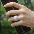 thumbnail image 2 of Alianzas de boda de silicona para mujer, 3 paquetes: alianzas de boda de caucho de silicona apilables para mujer con diseño innovador de colección con superposición de piedra natal, 3, 2 of 5