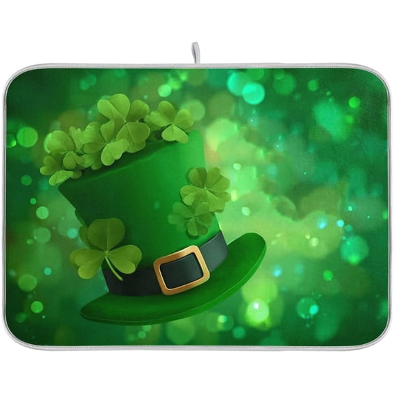 SM-XLHN Autumn Pumpkin Maple Leaf Dish Drying Mats Thanksgiving Fall Holiday Drying Mat with Hanging Loop Absorbent Dishes Drainer Pad Kitchen Counter Mat 18X24 In