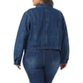 thumbnail image 4 of DARING DIVA Women's Plus Button Closed Long Sleeves Stitching Jean Jackets 1X Blue, 4 of 6