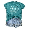 thumbnail image 4 of Women's T Shirts 2026 Summer Floral Dandelion Print Short Sleeved Crewneck Top Trendy Casual Stretch Loose Fit Basic Tees, 4 of 4