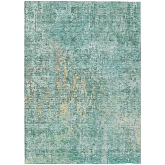 HomeRoots 607890 3 x 5 ft. Teal Blue Abstract Washable Indoor & Outdoor Rectangle Area Rug
