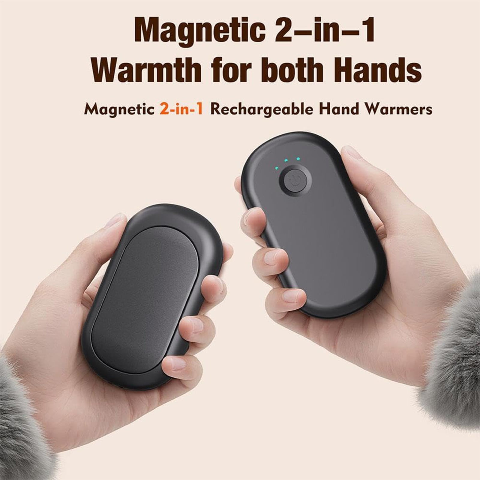 Rechargeable Magnetic Split Hand Warmers Thin Lightweight Portable Pocket Size Up To 4 Hrs Winter Accessory,Hand Warmer Pack,Black,1 Pair