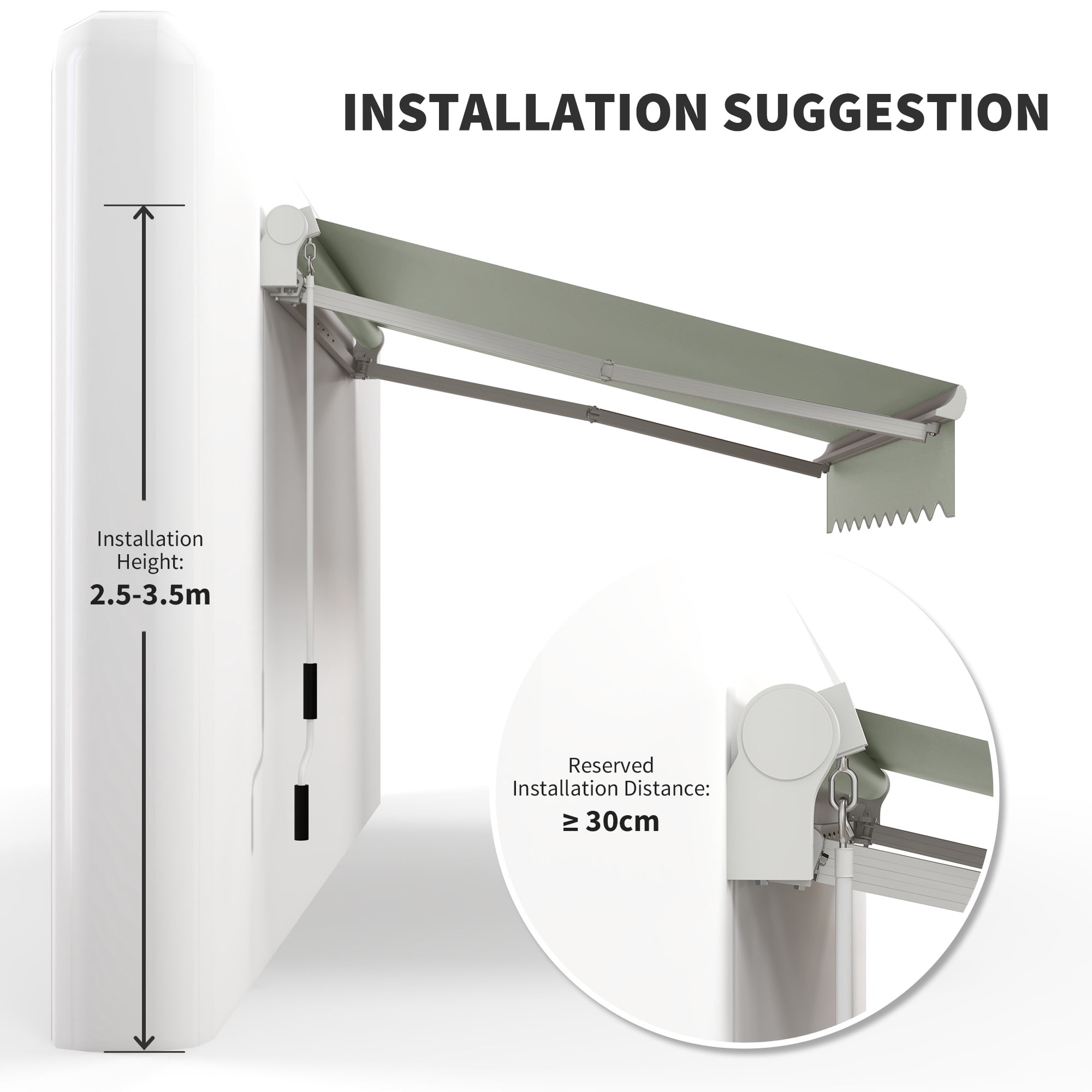 Outsunny 98.4" x 78.75" Manually Retractable Patio Awning