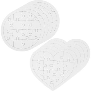 4Pcs Kids Coloring Blank Puzzle DIY Paper Jigsaw Puzzles Four Shapes  Drawing Doodle Board (White) 