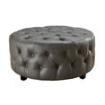 thumbnail image 1 of Bowery Hill Round Tufted Leather Ottoman in Gray, 1 of 3