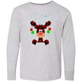 thumbnail image 3 of Inktastic Cute Flannel Reindeer with Christmas Bulbs and Snowflakes Long Sleeve Youth T-Shirt, 3 of 5