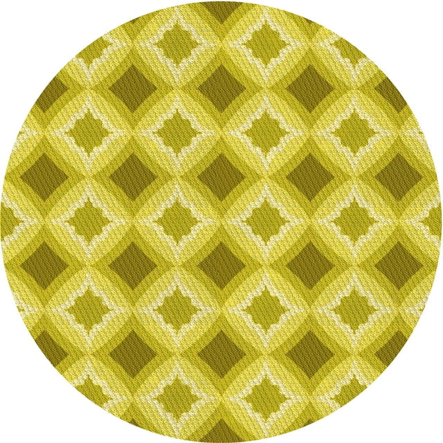 Ahgly Company Tapis Rond Lavable en Machine Intérieur Transitionnel Jaune Banane, 7 Pieds Rond