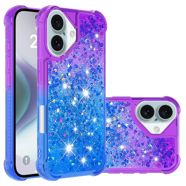 Funda para iPhone 16 Plus Transparente con Brillos Carcasa Protectora Antigolpes con Glitter Brillante