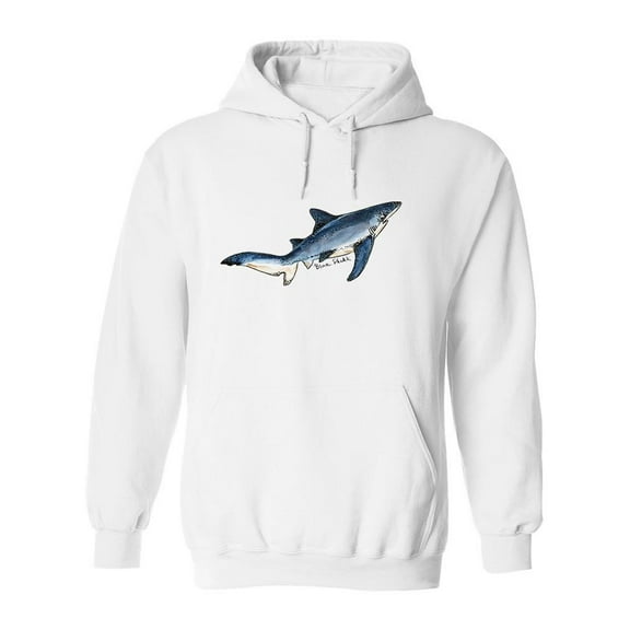 Watercolor Blue Shark Design Hoodie Men -Image by Shutterstock, Male Small