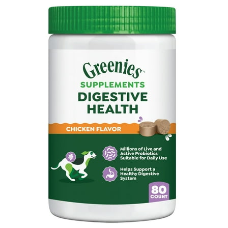 Greenies Supplements Digestive Probiotics for Dogs Chicken Flavor, 15.6  oz Pouch of 80 ct. Chews