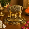 thumbnail image 3 of Golden Finish Cow & Calf Decorative Figurine with Ornate Base | Premium Metal Look Tabletop Accent Showpiece, 3 of 4