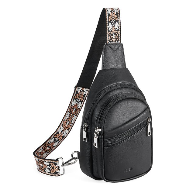 Bolso Bandolera Telena para Mujer Cruzado de Cuero Vegano Negro