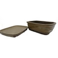 thumbnail image 3 of Ceramic Bonsai Pot/Attached Saucer - 8" x 6.25" x 3" + Felt Feet - Mustard, 3 of 4